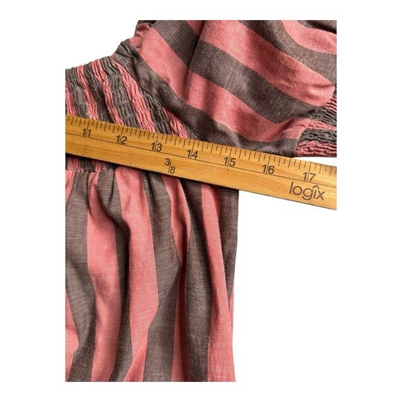 Mille Jane Size XS • Resort & Travel Mini Dress in Pink Gray Stripe Puff Sleeve - Picture 11 of 15